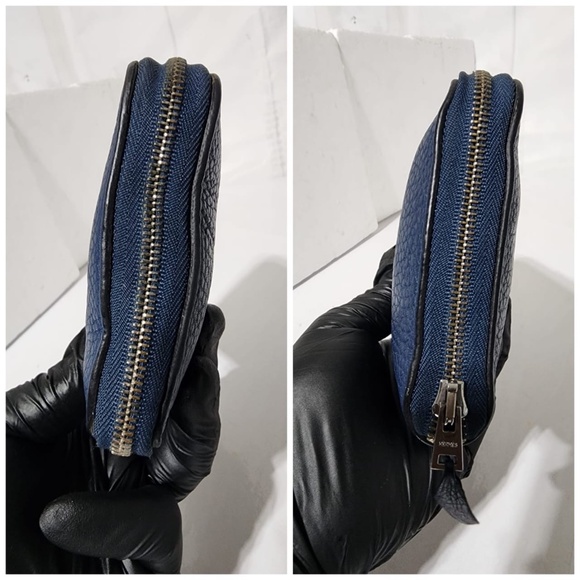 Authentic Hermes Long Azap Epsom Leather Wallet Navy Blue - Picture 11 of 11
